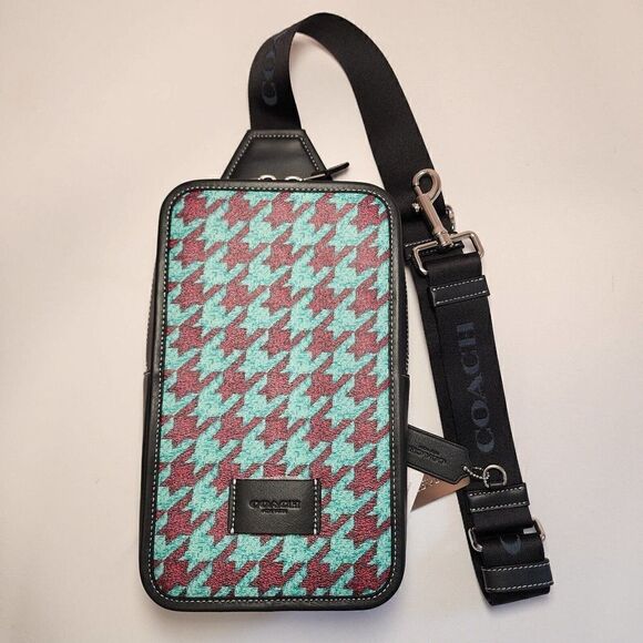 NWT COACH CJ588 HOUNDSTOOTH SULLIVAN PACK BACKPACK Teal - Picture 6 of 8